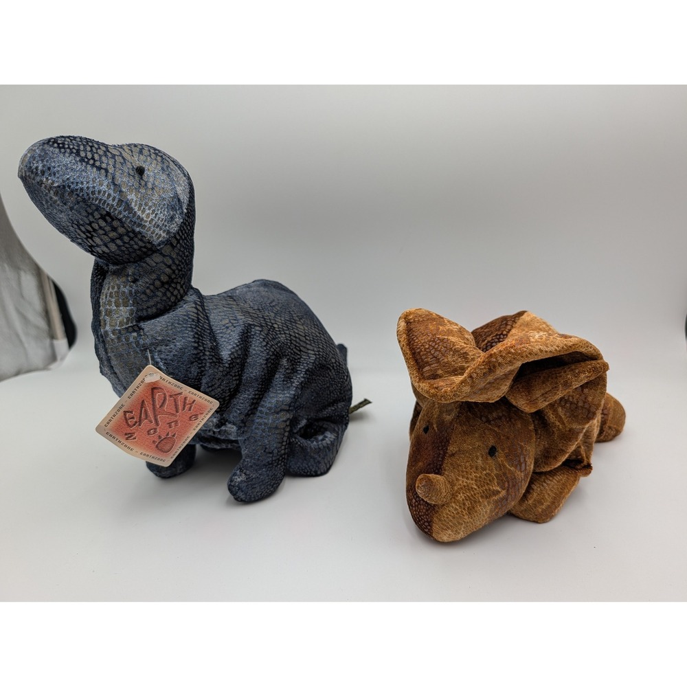 Russ Earthzone Dinosaur Plush Lot Blue Plato Brown Triggor Vintage Weighted